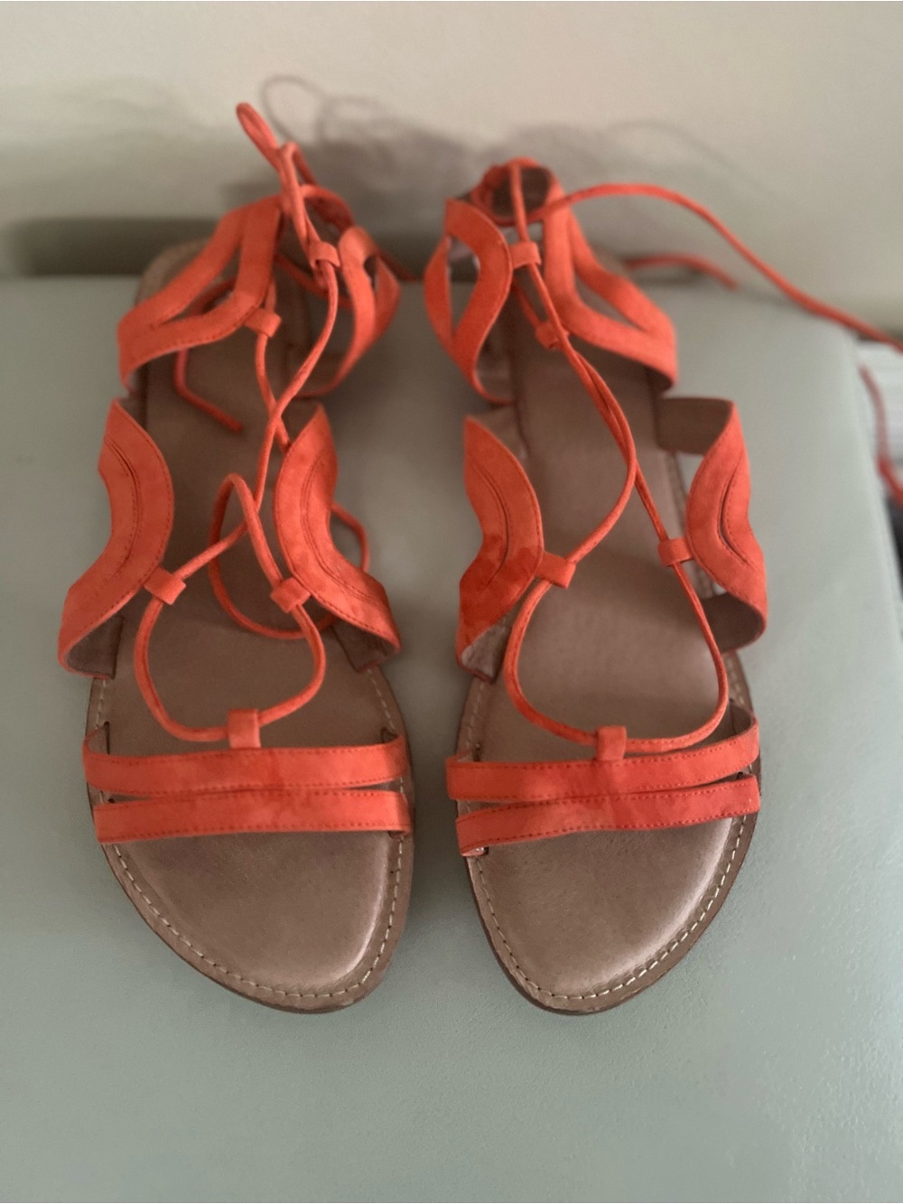 Halogen Orange Lace-Up Women's Gladiator Sandals